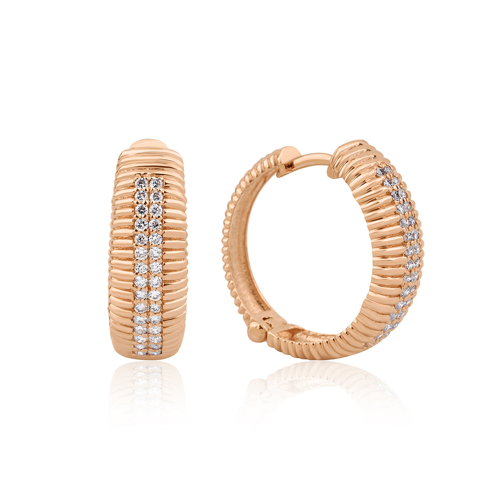 Lineal Hoop 14K altın halka küpe 0.42 ct E-VS pırlanta - Ala Fine Jewelry