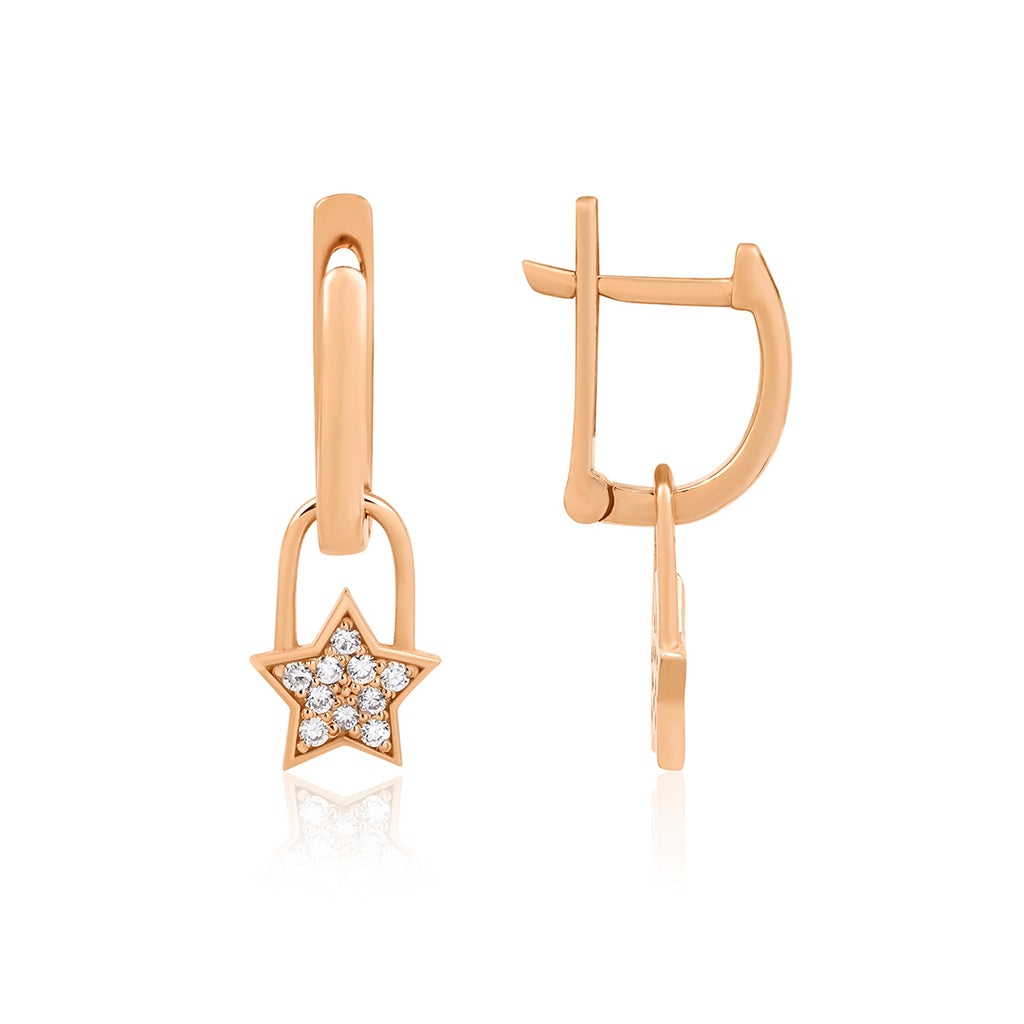 Petit Star 14K altın yıldız küpe 0.14 ct E-VS pırlanta - Ala Fine Jewelry