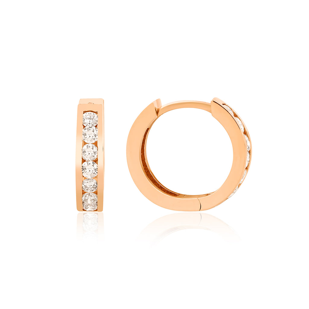 Antre Hoop Küpe - 14K altın halka küpe, 0.42 ct E-VS pırlanta