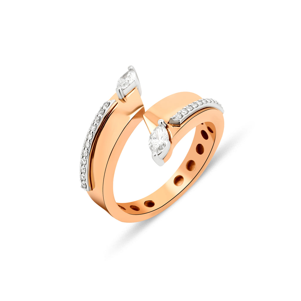 Eclipse 14K altın pırlanta yüzük, zarif göz alıcı tasarım, 0.38 ct E-VS pırlanta detayları