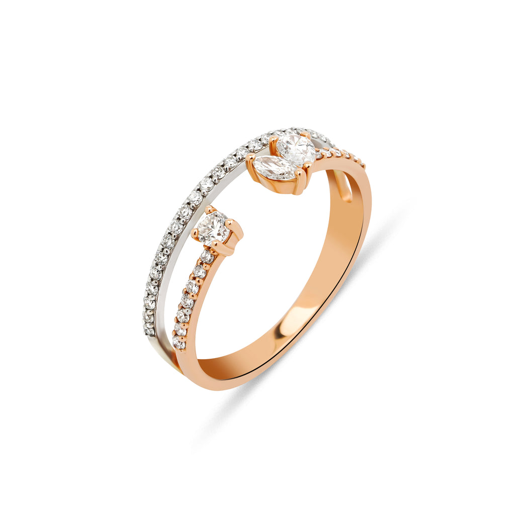 Marvella 14K altın pırlanta yüzük, zarif göz alıcı tasarım, 0.52 ct E-VS pırlanta detayları