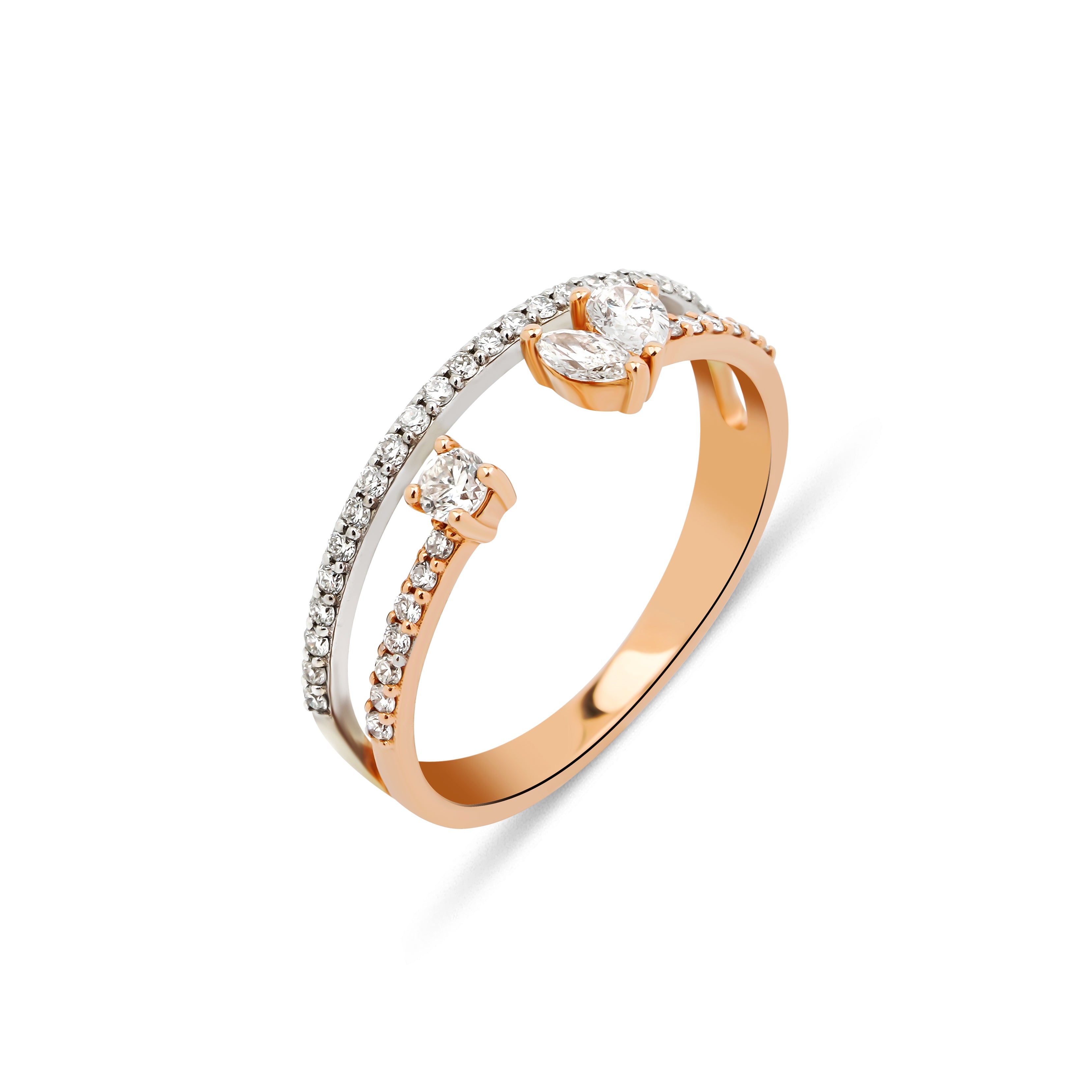 Marvella 14K altın pırlanta yüzük, zarif göz alıcı tasarım, 0.52 ct E-VS pırlanta detayları