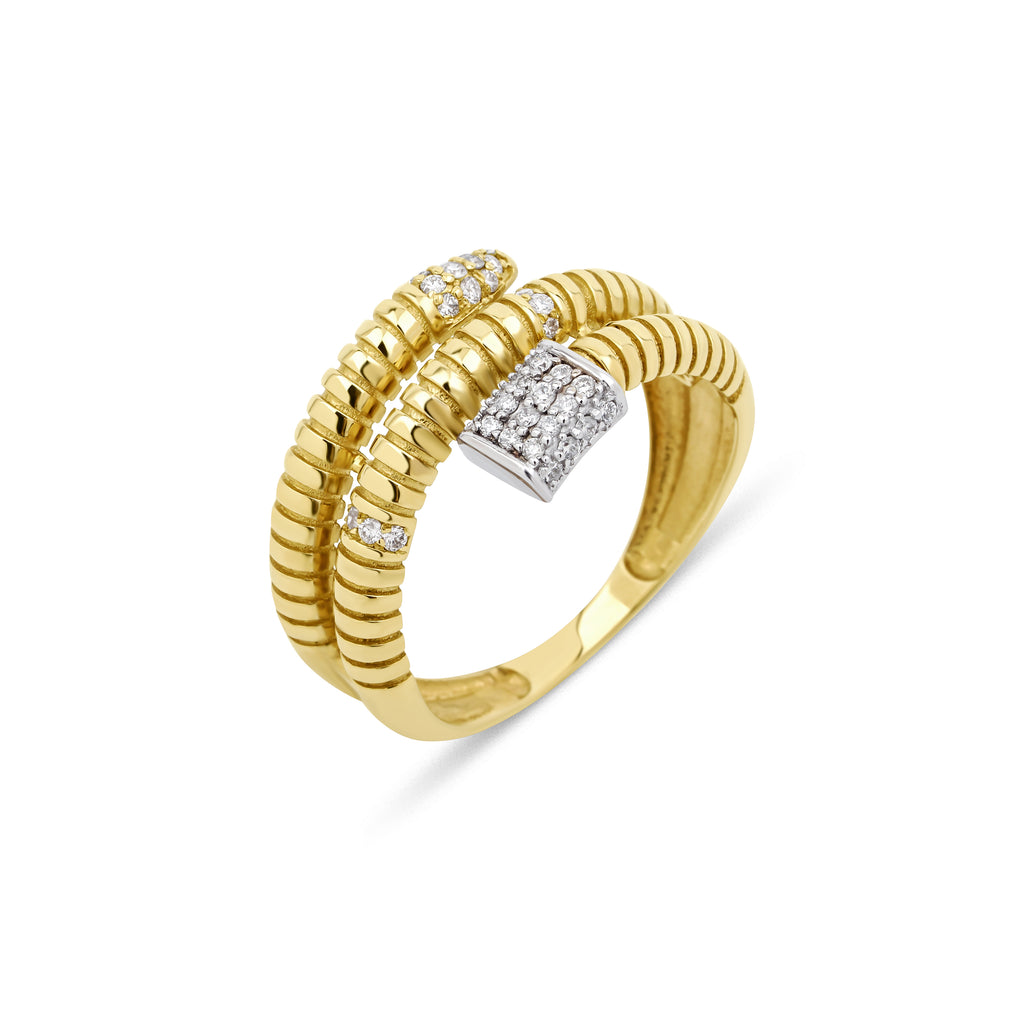 Serpira 14K altın pırlanta yüzük, zarif göz alıcı tasarım, 0.21 ct E-VS pırlanta detayları