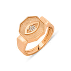 14K altın baguette kesim pırlanta taşlı Blinker yüzük detay görünümü