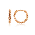 Hexabubble 14K altın pırlanta halka küpe, zarif tasarım, 0.06 ct E-VS pırlanta detayları