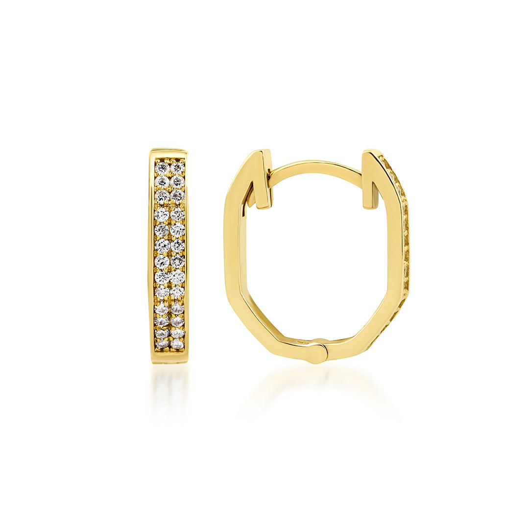 Octivia 14K altın pırlanta halka küpe, zarif tasarım, 0.26 ct E-VS pırlanta detayları