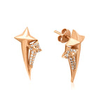 14K altın pırlanta taşlı Rising Star küpe detay görünümü