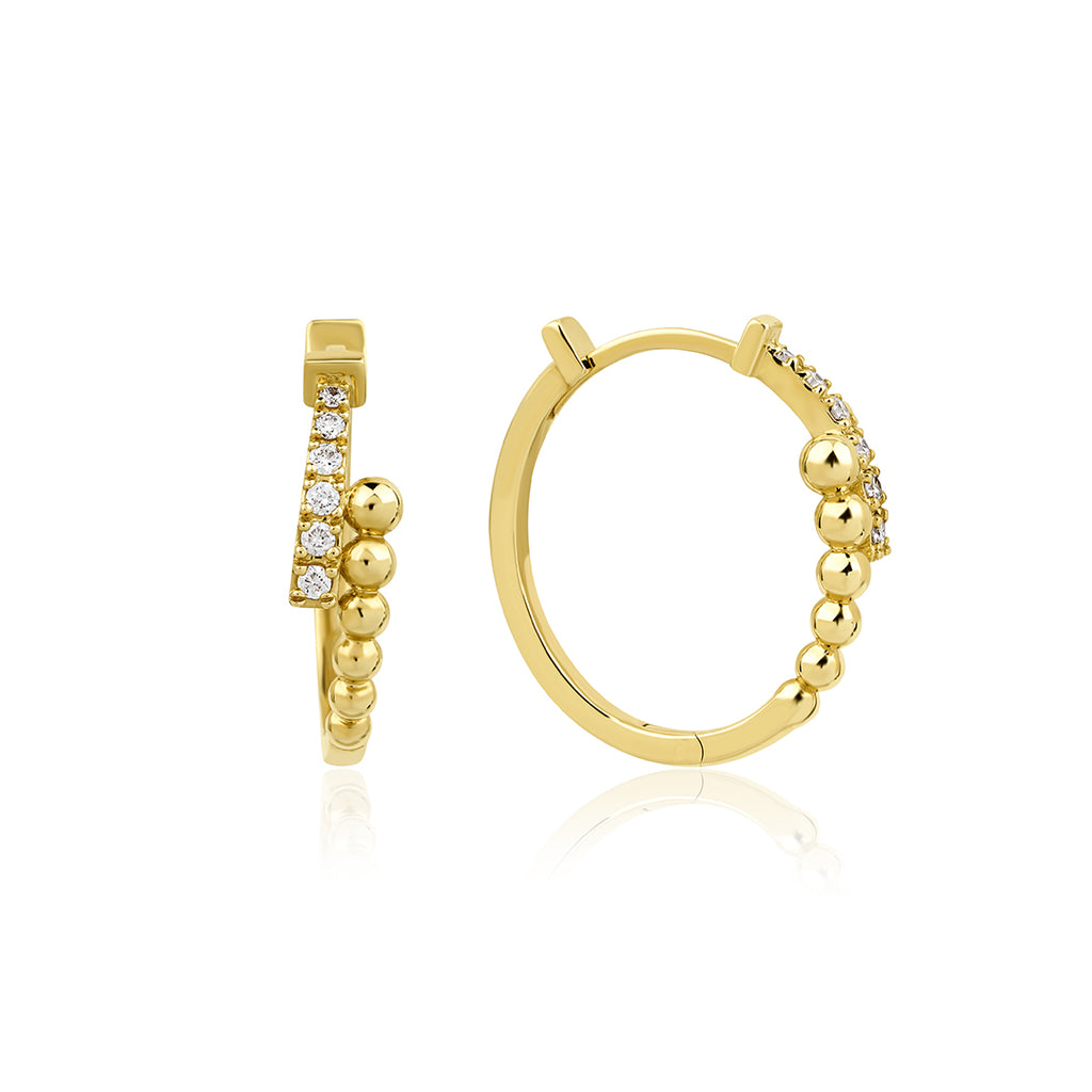 Bubelle 14K altın pırlanta halka küpe, zarif tasarım, 0.13 ct E-VS pırlanta detayları