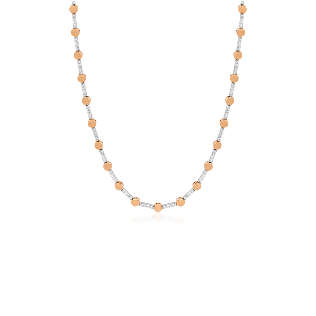 Rivior 14K altın pırlanta kolye, modern zarif tasarım, 1.02 ct E-VS pırlanta detayları, 42 cm zincir