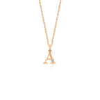 Charme 14K altın harf kolye, kişiye özel tasarım, 0.02 ct E-VS pırlanta detayları, 42 cm zincir