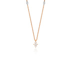 Navi 14K altın pırlanta kolye, zarif modern tasarım, 0.28 ct E-VS pırlanta detayları, 42 cm zincir