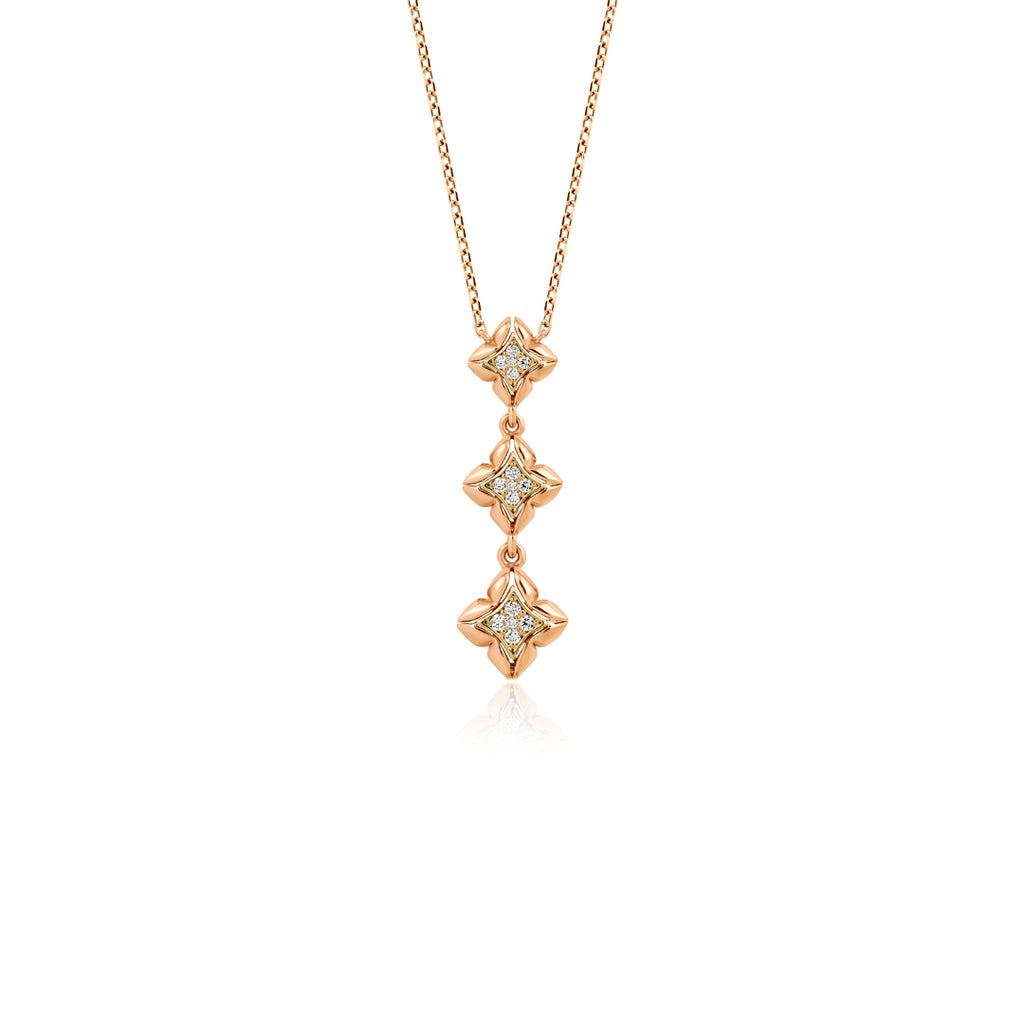 14K altın Lily kolye, 0.08 ct E-VS pırlanta taşlı, zarif tasarım