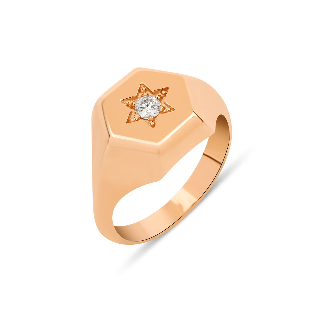 14K altın Flash yüzük, 0.05 ct E-VS pırlanta taşlı, zarif tasarım