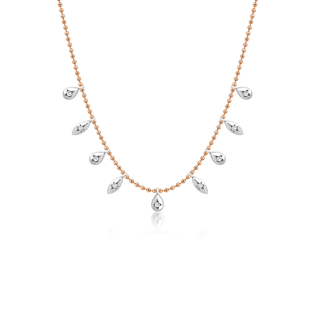 Marvess 14K altın pırlanta kolye, zarif minimal tasarım, 0.07 ct E-VS pırlanta detayları, 43 cm zincir