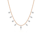 Marvess 14K altın pırlanta kolye, zarif minimal tasarım, 0.07 ct E-VS pırlanta detayları, 43 cm zincir