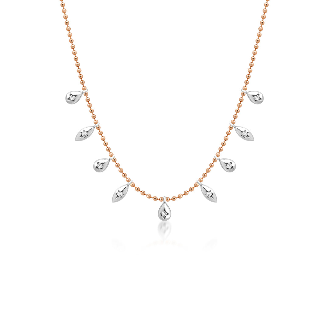 Marvess 14K altın pırlanta kolye, zarif minimal tasarım, 0.07 ct E-VS pırlanta detayları, 43 cm zincir