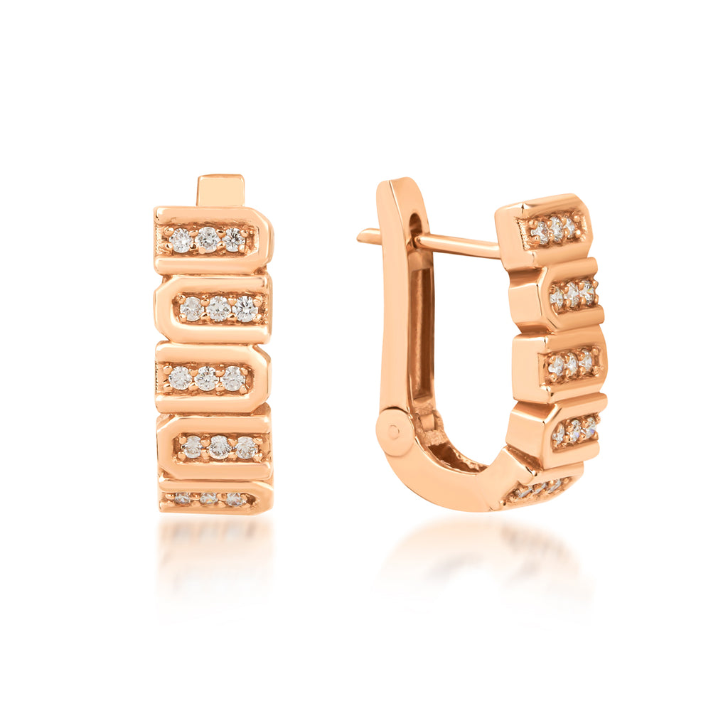 4K altın Seed küpe, 0.28 ct E-VS pırlanta taşlı, zarif halka tasarımı