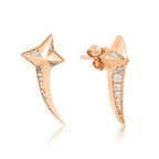 14K altın Halfy Star küpe, 0.26 ct E-VS pırlanta taşlı, zarif yıldız tasarımı