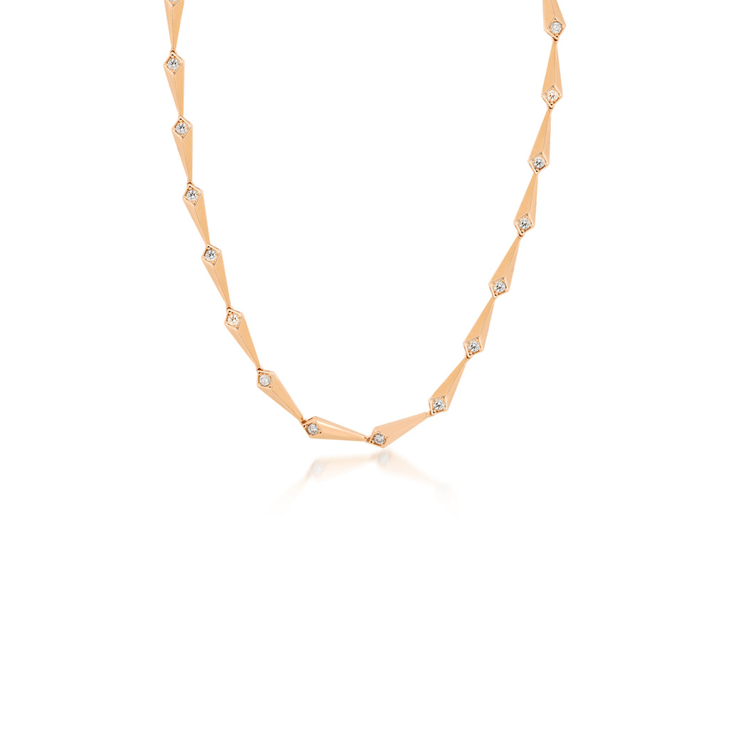 14K altın Pyramidion kolye, 1.45 ct E-VS pırlanta taşlı, zarif piramit tasarımı