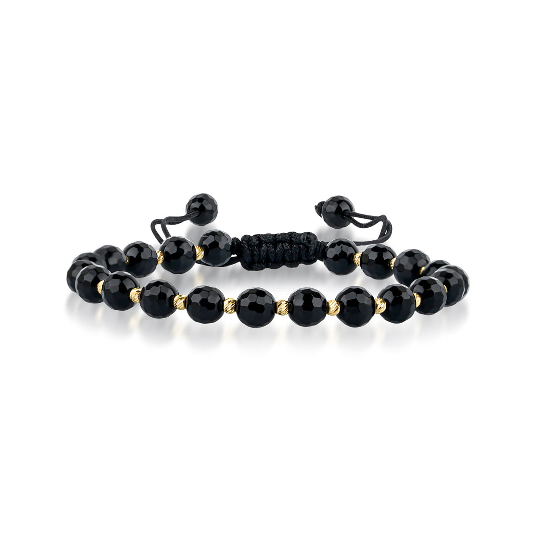 Onyx bileklik erkek 14K altın doğal taş - ürün detay görünümü