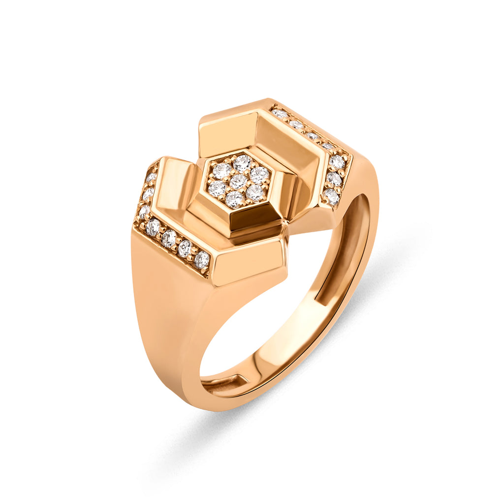 Galaxy Yüzük - 0.19 ct pırlanta modern tasarım 14K altın yüzük detay görünümü