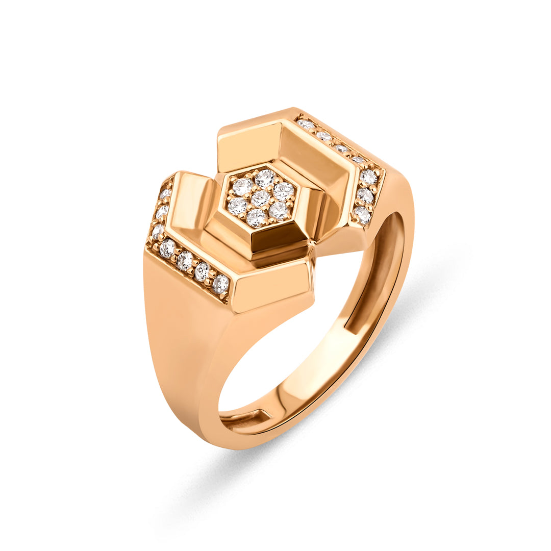 Galaxy Yüzük - 0.19 ct pırlanta modern tasarım 14K altın yüzük detay görünümü