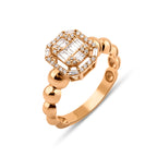 Bubble Baguette Yüzük - 0.31 ct pırlanta baget tasarım 14K altın yüzük detay görünümü