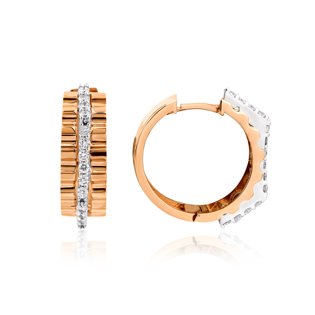 Cornered Diamond Küpe - 0.27 ct pırlanta 14K altın halka küpe detay görünümü