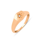 14K altın Stardust Pinky yüzük - yıldız tozu tasarımlı pırlanta yüzük