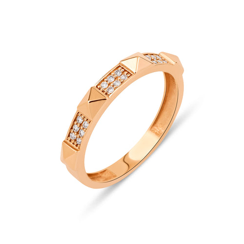 14K altın Altitude yüzük - baget pırlanta detaylı zarif yüzük