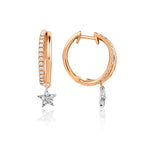 14K altın Astral küpe - yıldız tasarımlı sallantılı pırlanta küpe