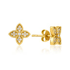 14K altın Foglio küpe - pırlanta detaylı zarif küpe