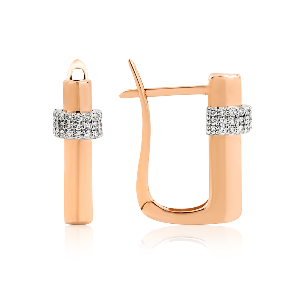 Batonetta 14K altın halka küpe 0.23 ct E-VS pırlanta - Ala Fine Jewelry