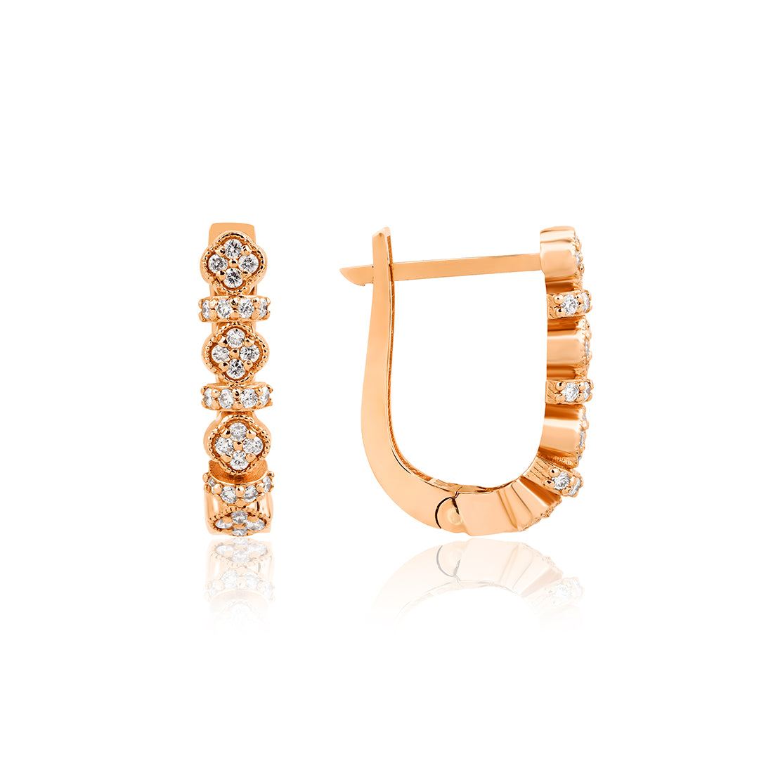 Reverie 14K altın pırlanta halka küpe, zarif tasarım, 0.24 ct E-VS pırlanta detayları