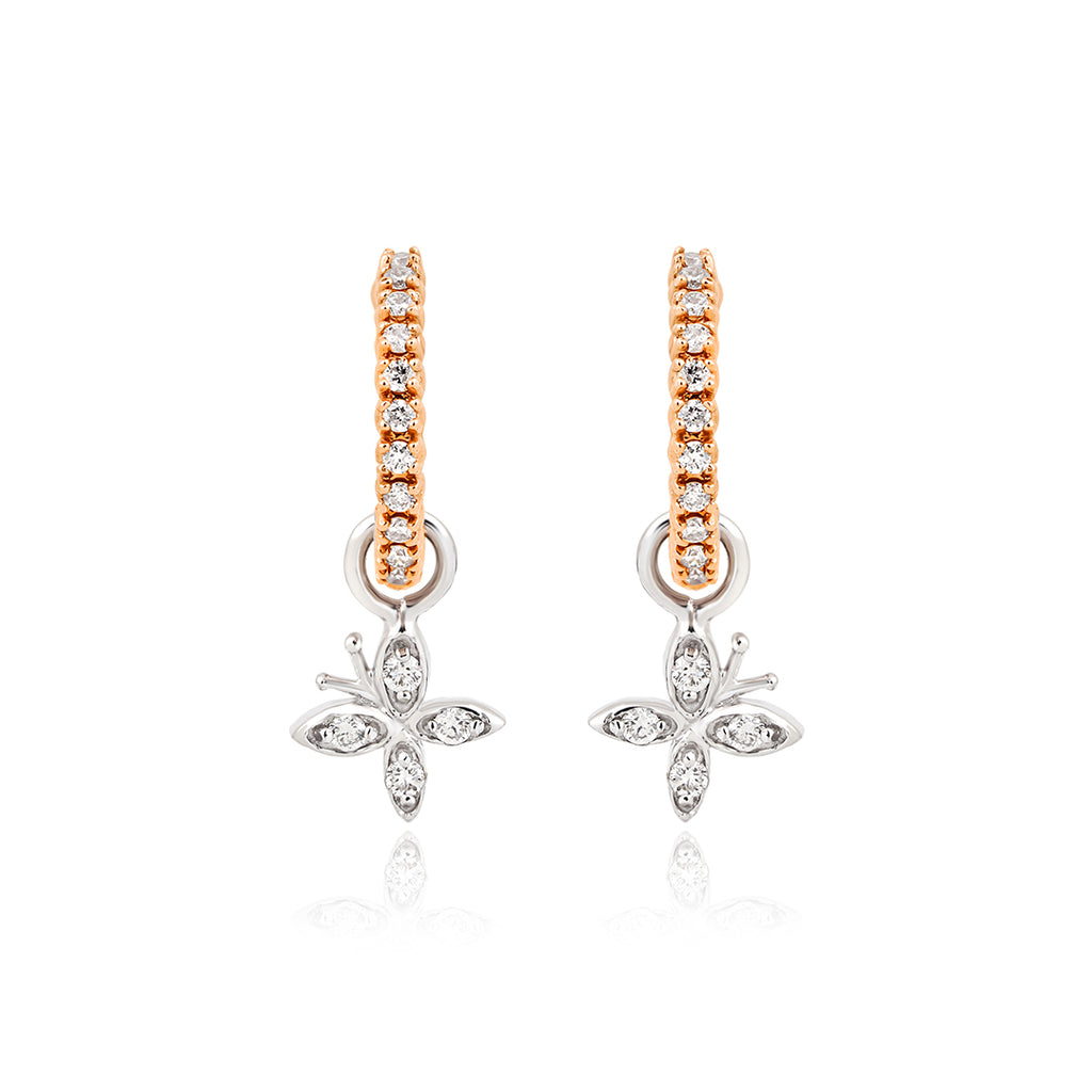 Luna Wings 14K altın pırlanta halka küpe, zarif tasarım, 0.31 ct E-VS pırlanta detayları