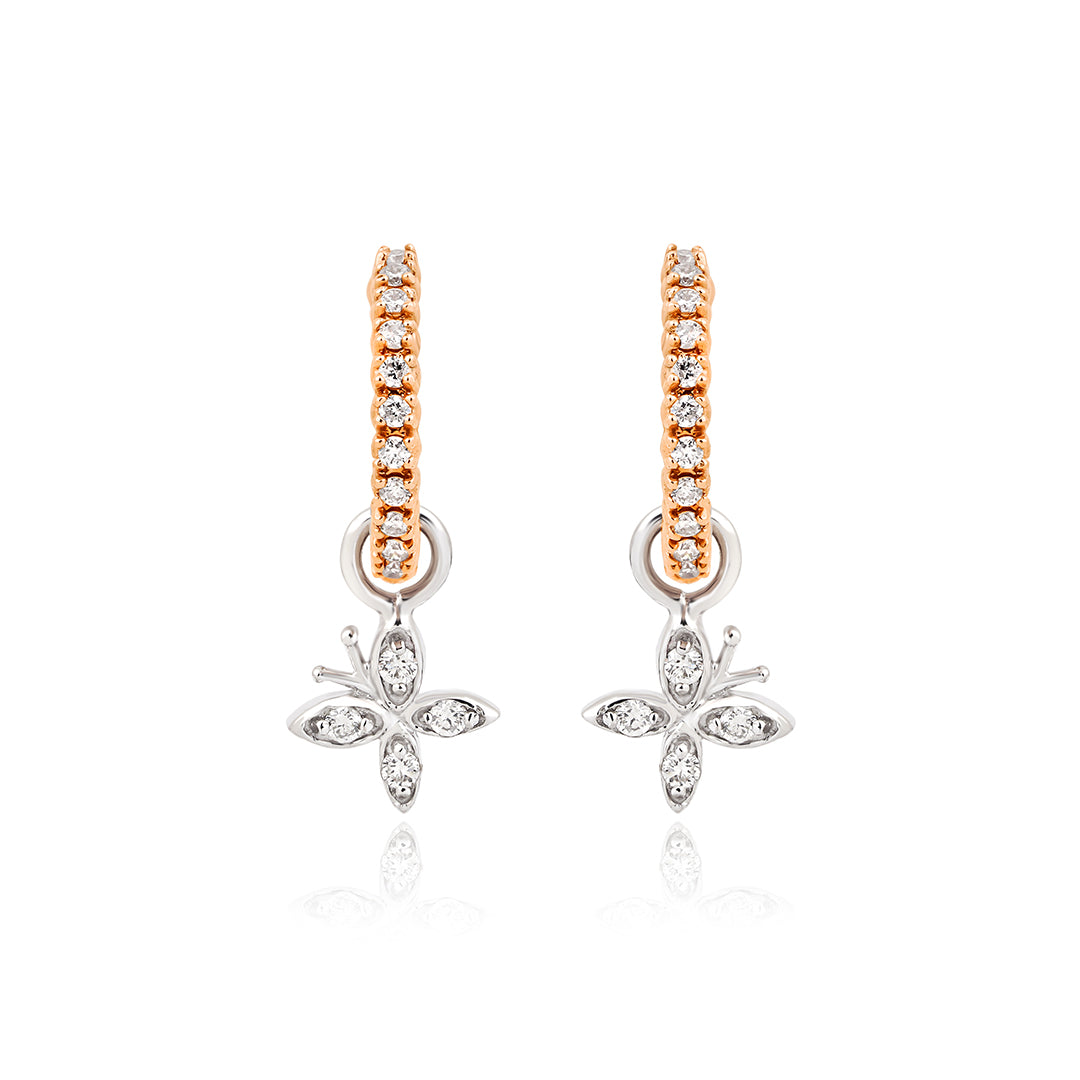 Luna Wings 14K altın pırlanta halka küpe, zarif tasarım, 0.31 ct E-VS pırlanta detayları