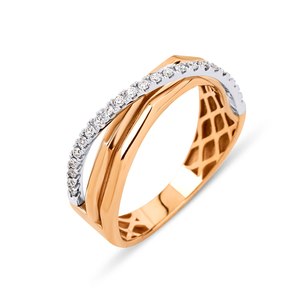 Cornered Twister yüzük 14K altın el yapımı tasarım yakın çekim