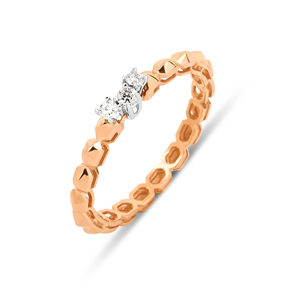 Octagon Bubble yüzük 14K altın el yapımı tasarım yakın çekim