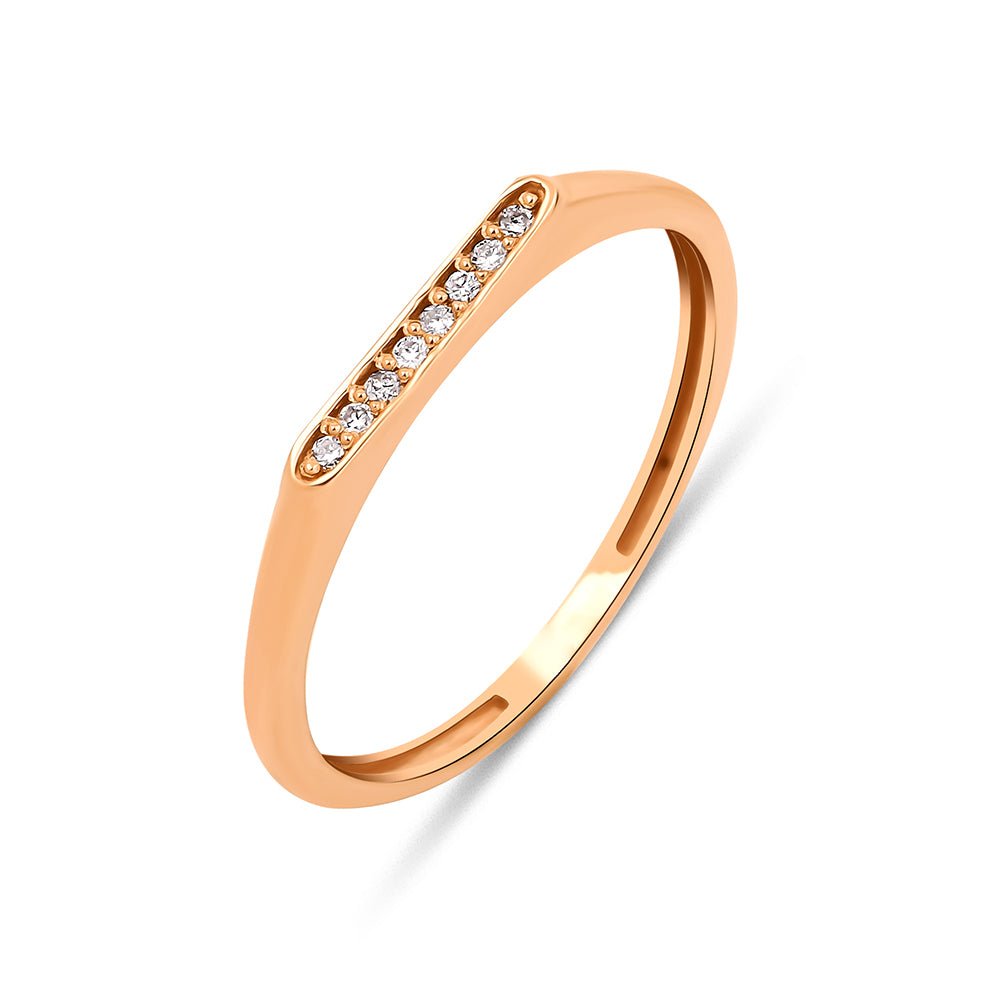 14K altın baguette kesim pırlanta taşlı Mini Cornered yüzük detaylı görünüm