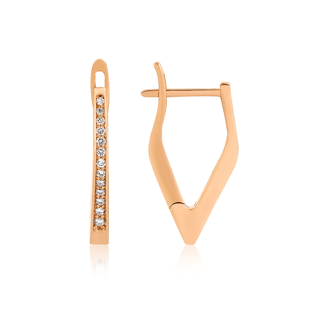 14K altın pırlanta taşlı Lipsy Hoop halka küpe detaylı görünüm