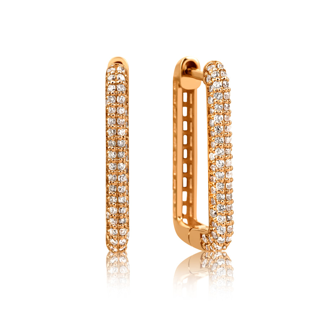 Rectangle Küpe - 14K altın rectangle küpe, 0.66 ct E-VS pırlanta