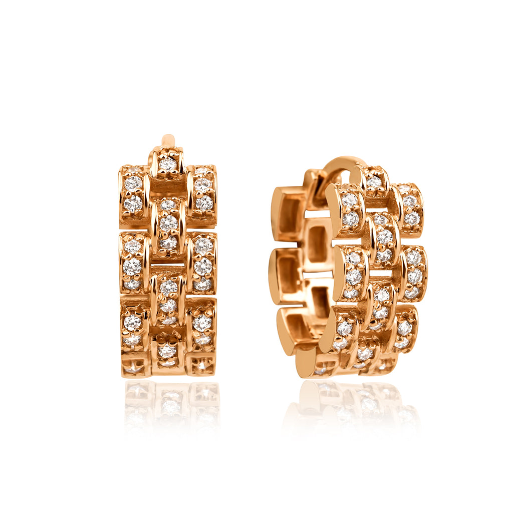 Fully Diamond Küpe detay görünümü - 14K altın pırlanta halka küpe