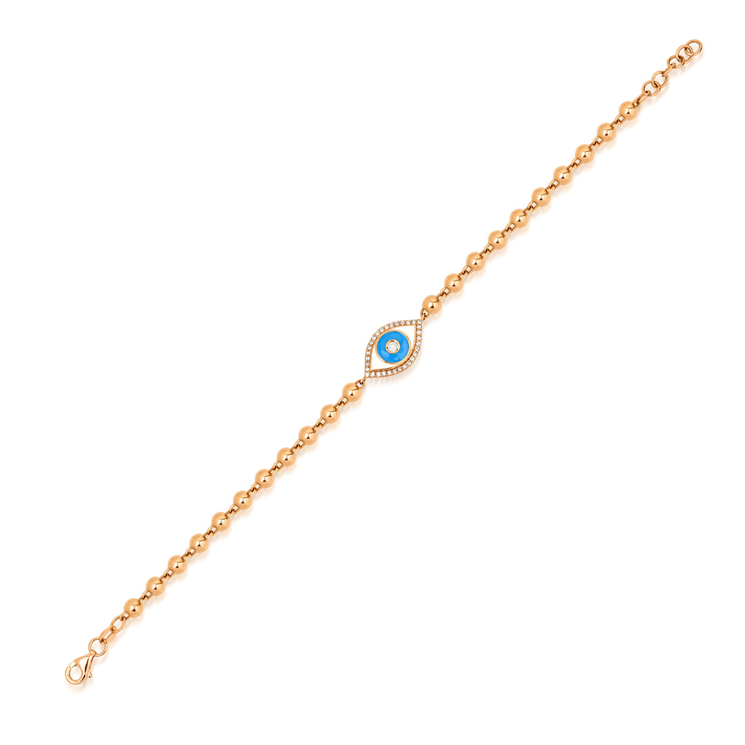 Enamel Eye Bileklik detay görünümü - 14K altın pırlanta mineli nazarlık bileklik