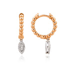 Marquise Bubble 14K altın halka küpe detay görünümü, pırlanta detayları