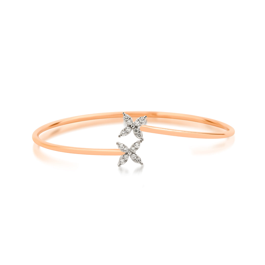 Twinbloom Bileklik 0.24 ct pırlanta 14K altın ikiz çiçek tasarım