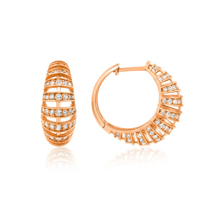 Cage Küpe - 14K altın pırlantalı halka küpe detay görünümü