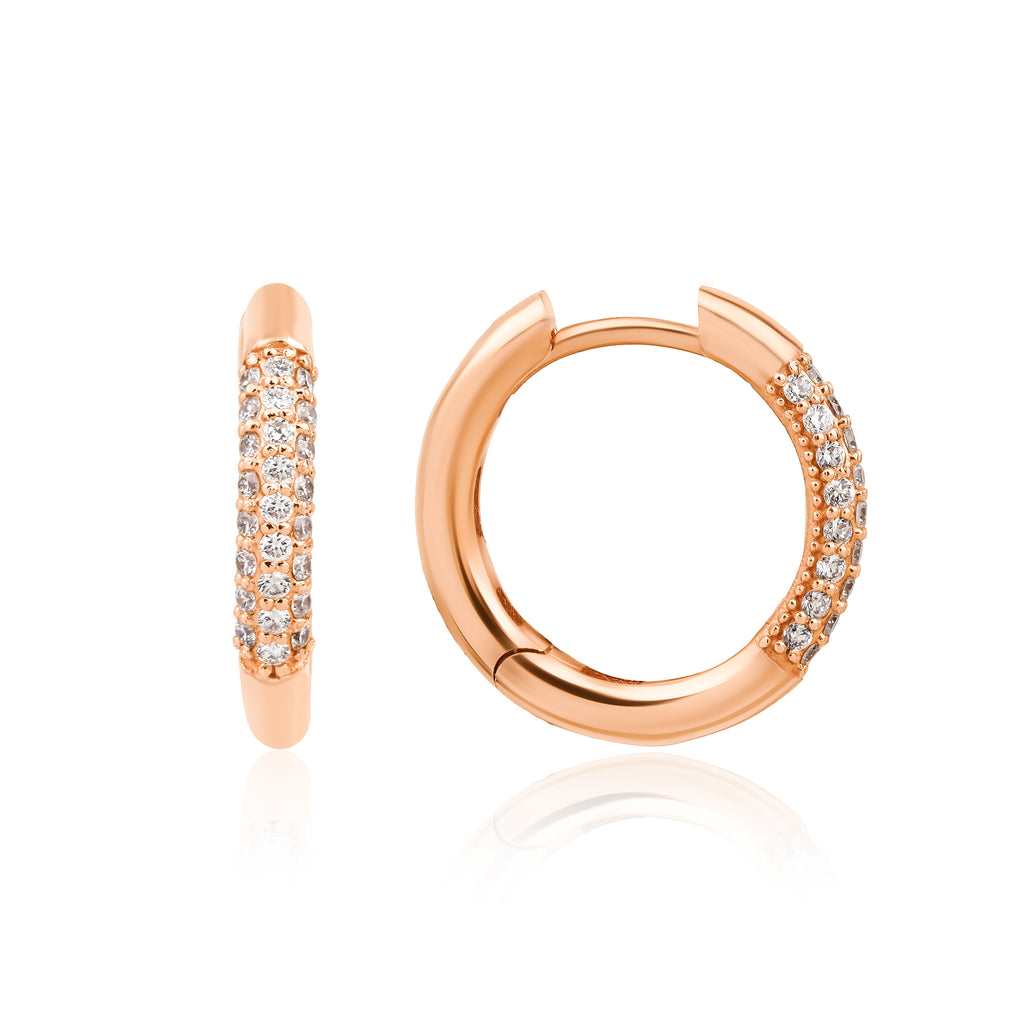 Soft Pave Küpe - 14K altın pırlantalı halka küpe detay görünümü