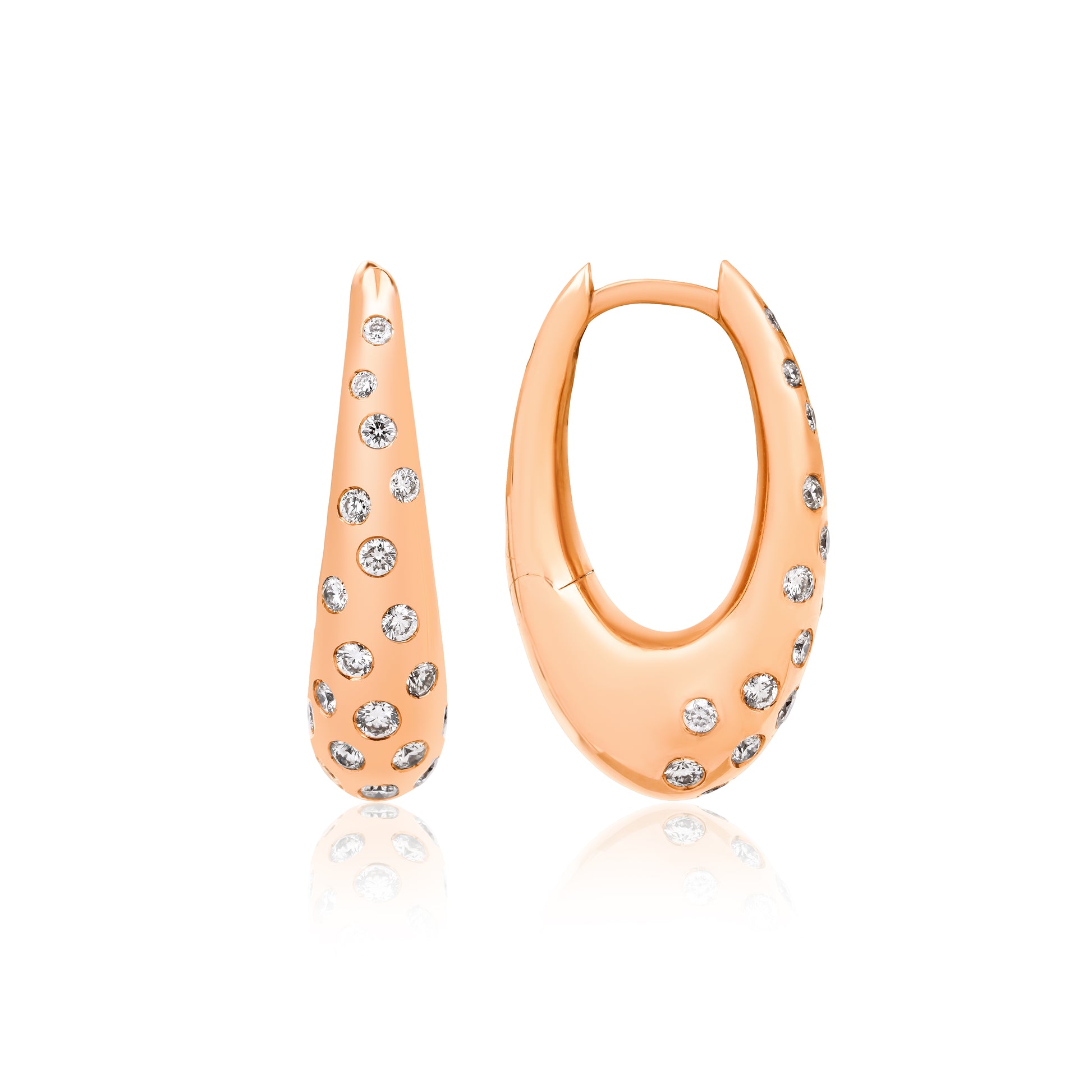 Glowfall Küpe - 14K altın pırlantalı halka küpe detay görünümü