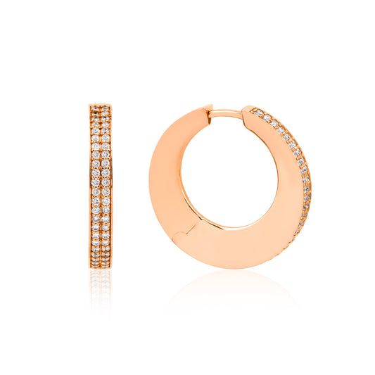 Power Arc Küpe - 14K altın pırlantalı halka küpe detay görünümü