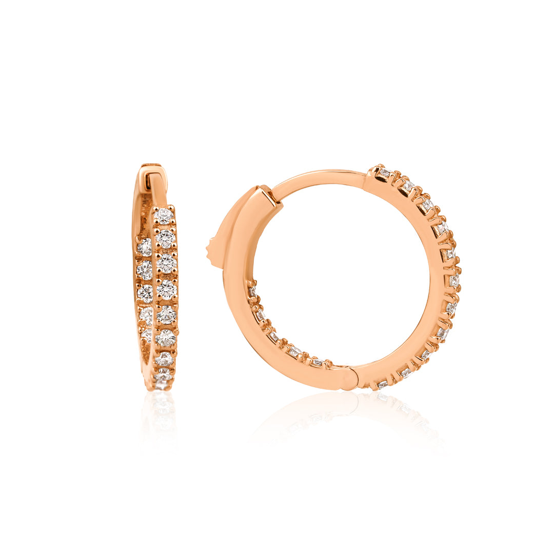 Gentle Arc Küpe - 14K altın pırlanta küpe ön görünüm